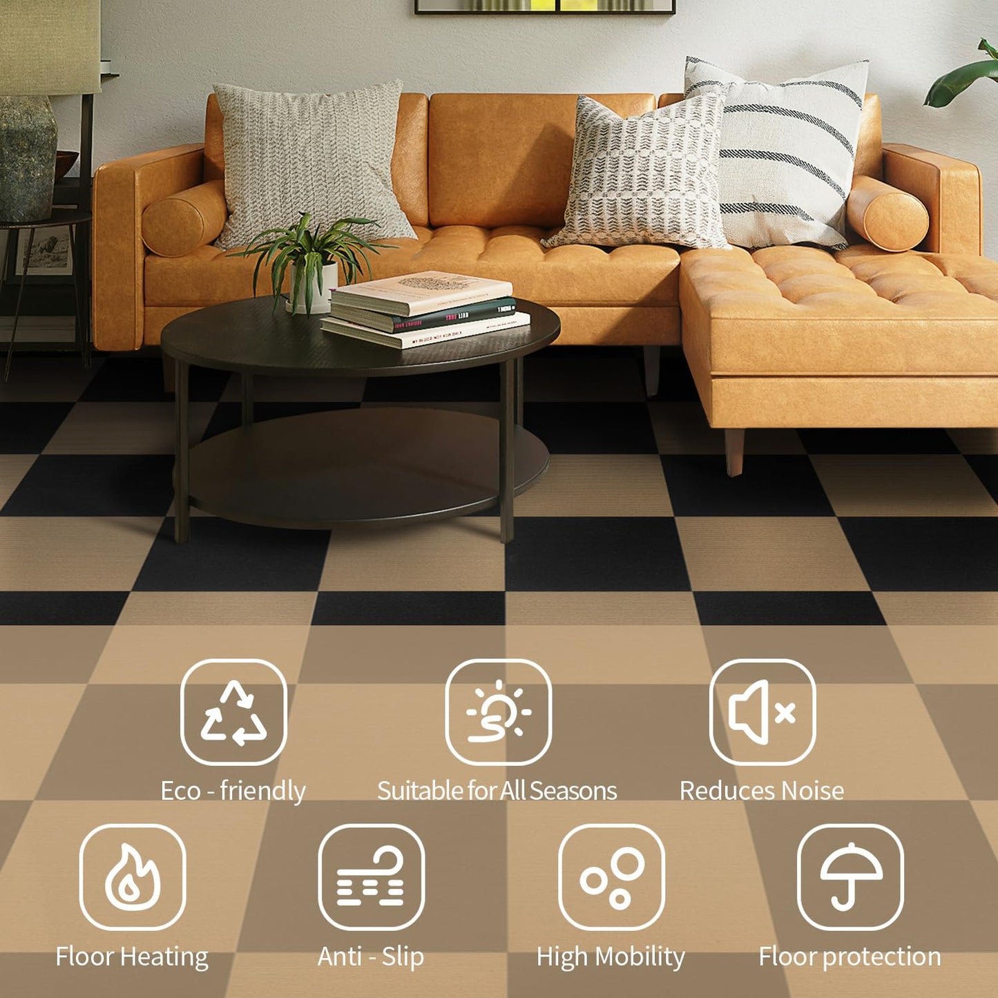 Carpet Tiles Peel and Stick 12”x 12” Non-Slip Self Adhesive Squares Carpet Floor Tile 24Pcs DIY Reusable Waterproof Carpet for Living Room Bedroom