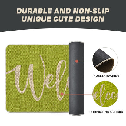 Artoid Mode Green Welcome Spring Doormat, Home Summer Decor Switch Rug Door Mat Floor Mat 17x29 Inch