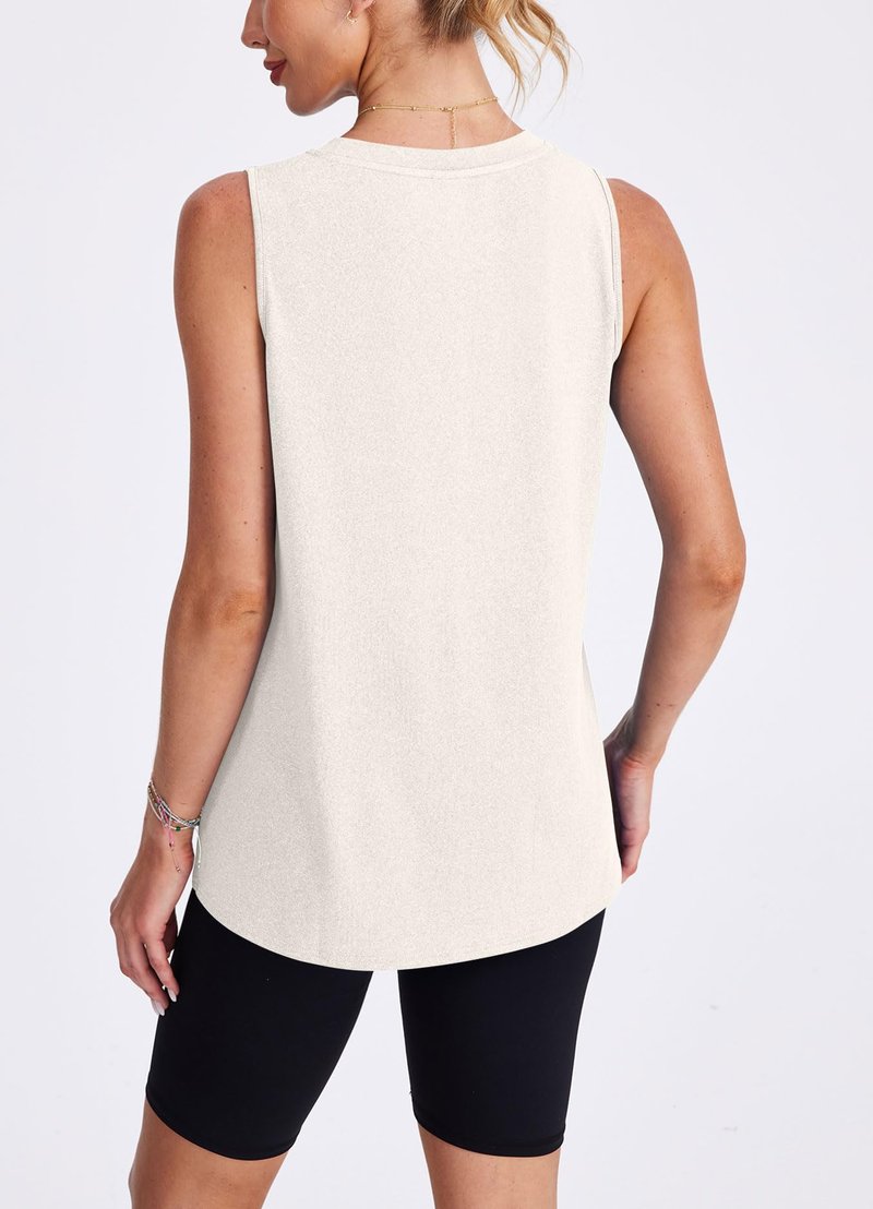 Women's Workout Tops Breathable Lightweight Active Tennis Yoga Shirts Athletic Running Tank Tops for Women White Apricot S