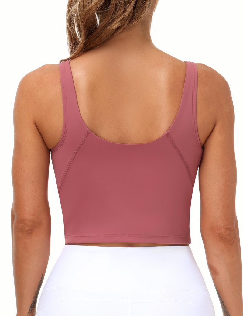 Women’s Longline Sports Bra Wirefree Padded Medium Support Yoga Bras Gym Running Workout Tank Tops (Rose red, X-Large, x_l)