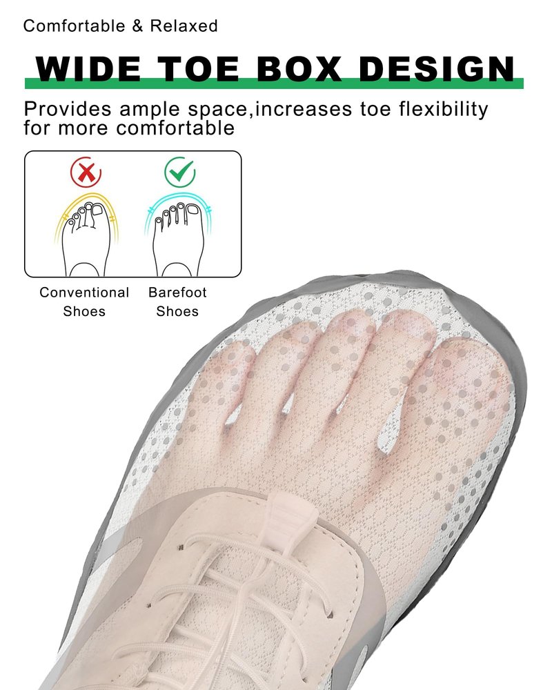 todaysunny Barefoot Shoes Mens Womens Minimalist Cross Training Shoes with Wide Toe Box Athletic Zero Drop Trail Walking Hiking Running Sneakers White
