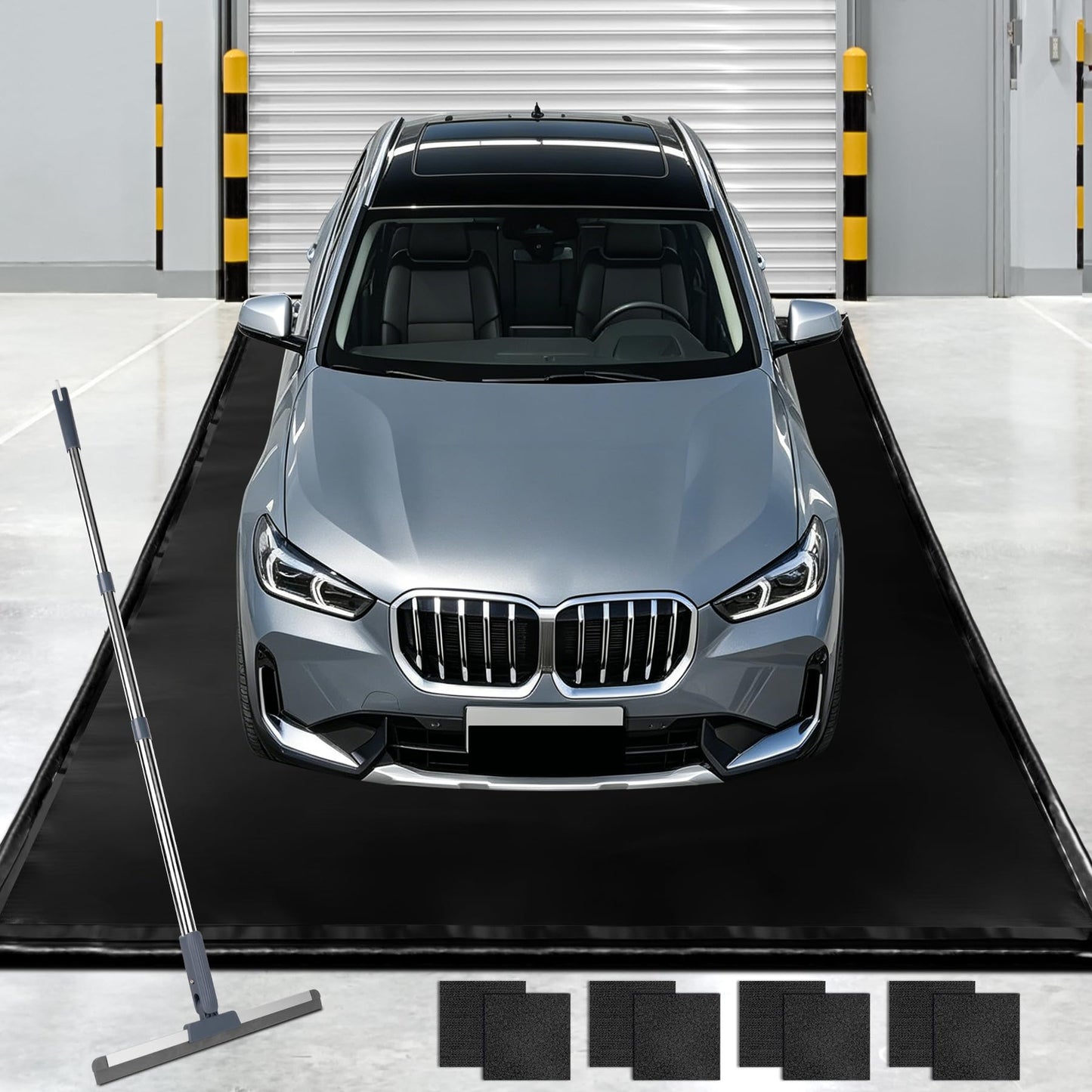 ToLanbbt 7'9" x 18' Garage Floor Mat, Heavy Duty Water Containment Mat with 1.2" Raised Edges, Protection from Snow Mud Rain and Oil, Non-Slip Garage Parking Mat for SUVs Trucks