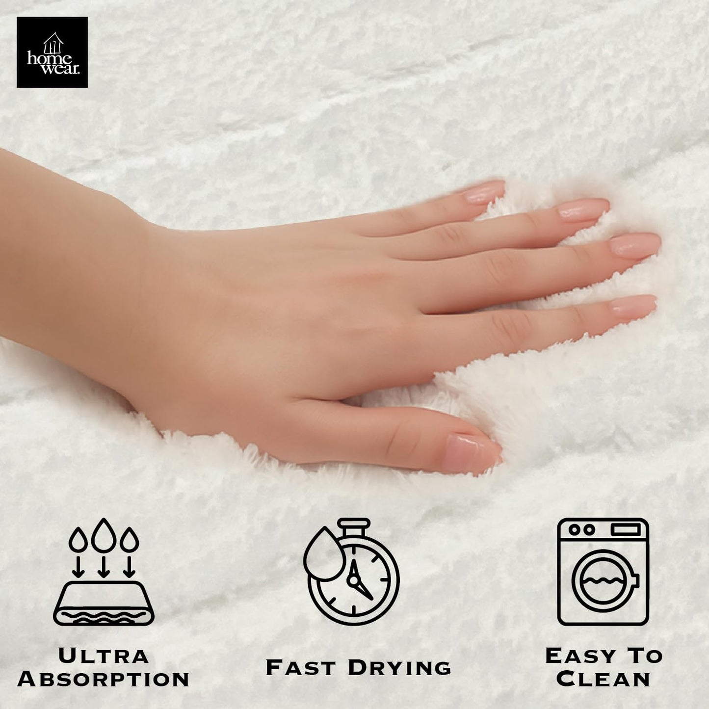 Homewear Bathroom Rugs Set 2-Piece – Extra Soft Rug, Bath & Shower Mat, Washable Rug, Floor Mats, Bath Decor, Accessories, Home Decor, Quick Dry, Non Slip Mat for Bathroom, 20"x32"+17"x24" Pure White