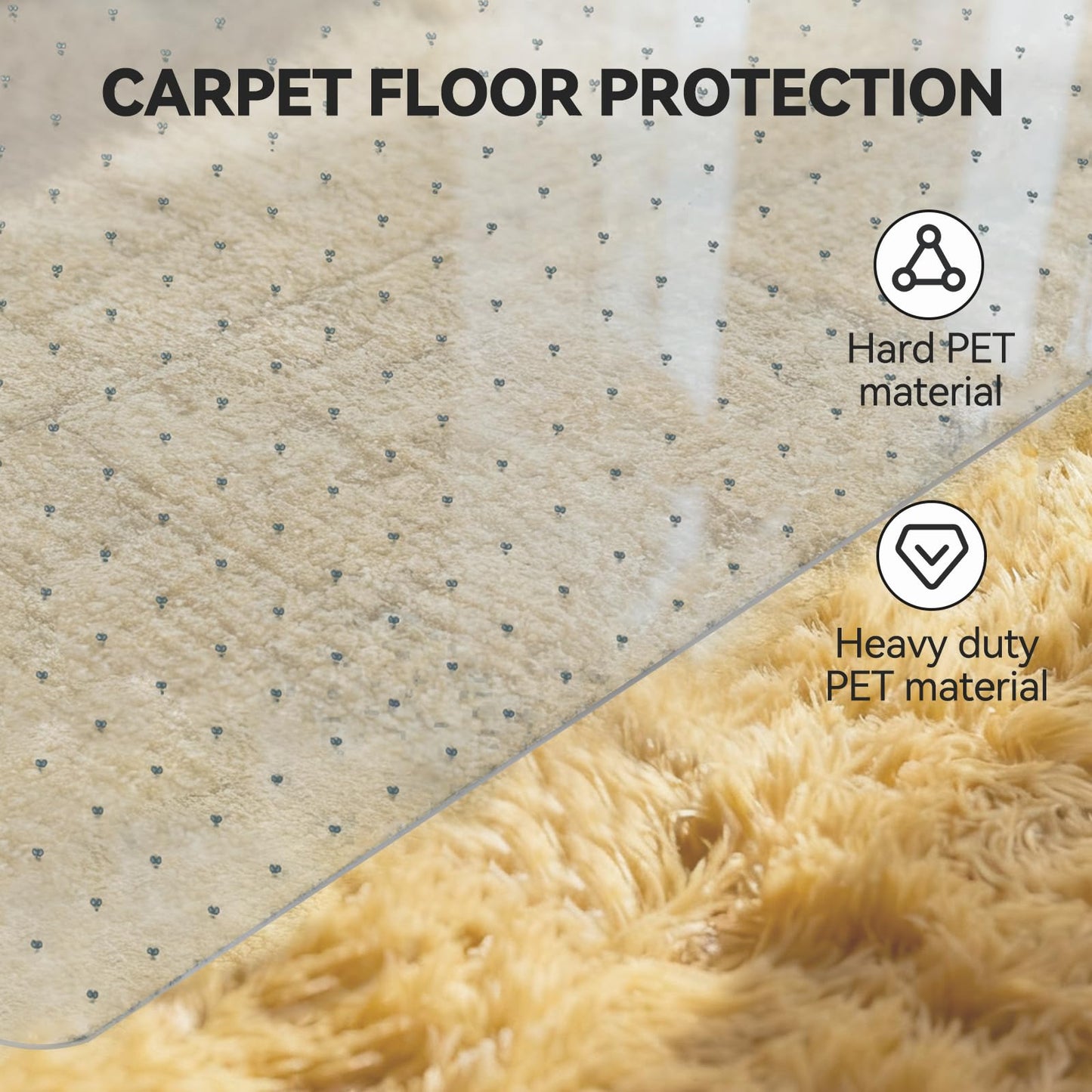 IMEASON Office Chair Mat for Carpet Floor, Flat Shipping Heavy Duty Rolling Chair Mats, Under Computer Desk Protector Floor Mat, Smooth Glide Hard Plastic Clear ChairMat (36x48 Inch)