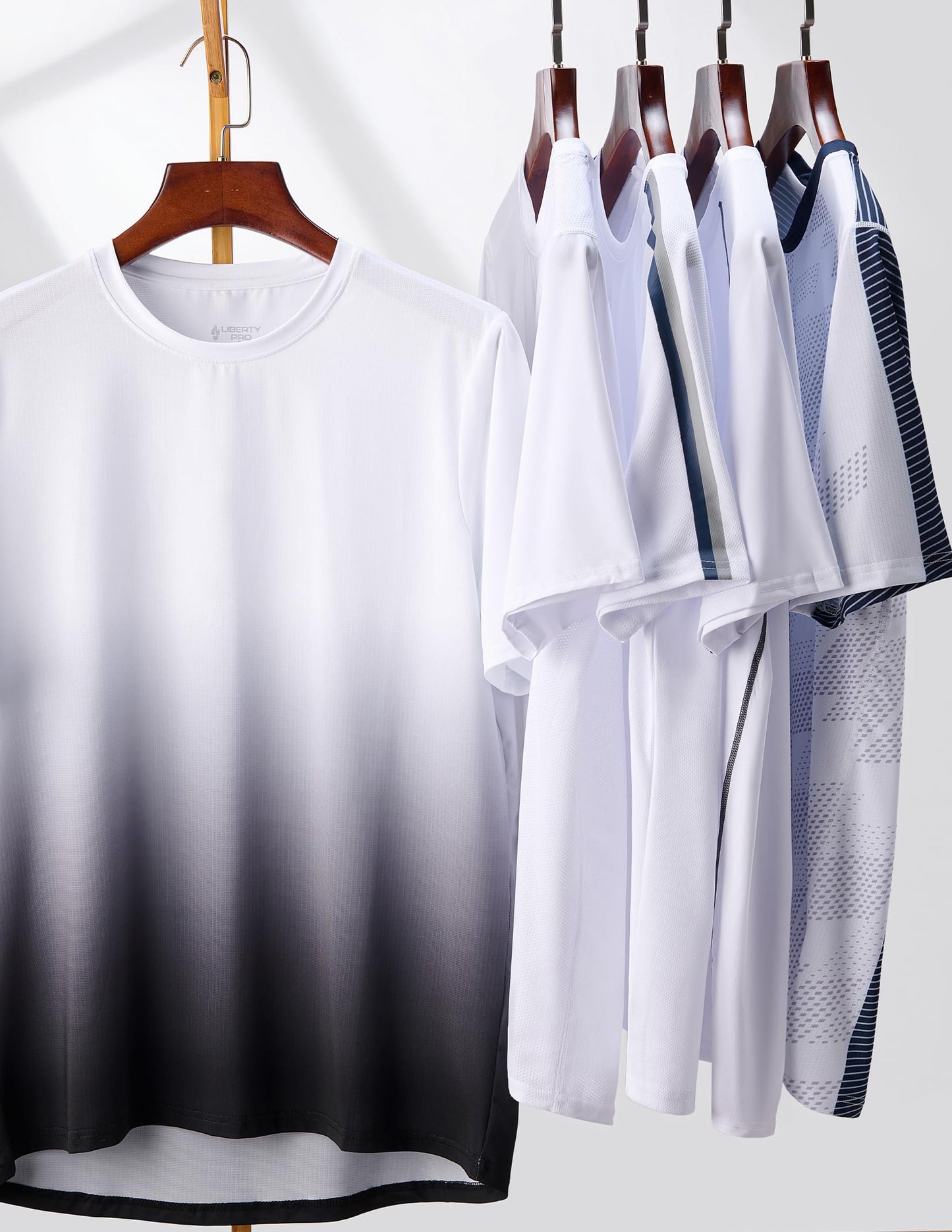 5 Pack Men’s Active Quick Dry Crew Neck T Shirts | Athletic Running Gym Workout Short Sleeve Tee Tops Bulk (Set 14, 5X-Large) White