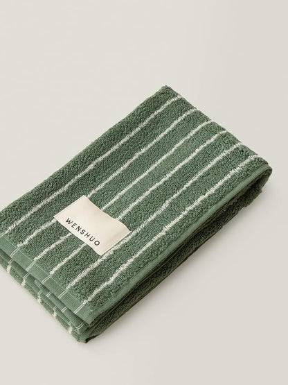 WENSHUO Frosted Pines-Striped Pure Cotton Hand Towel, 100% Combed Cotton