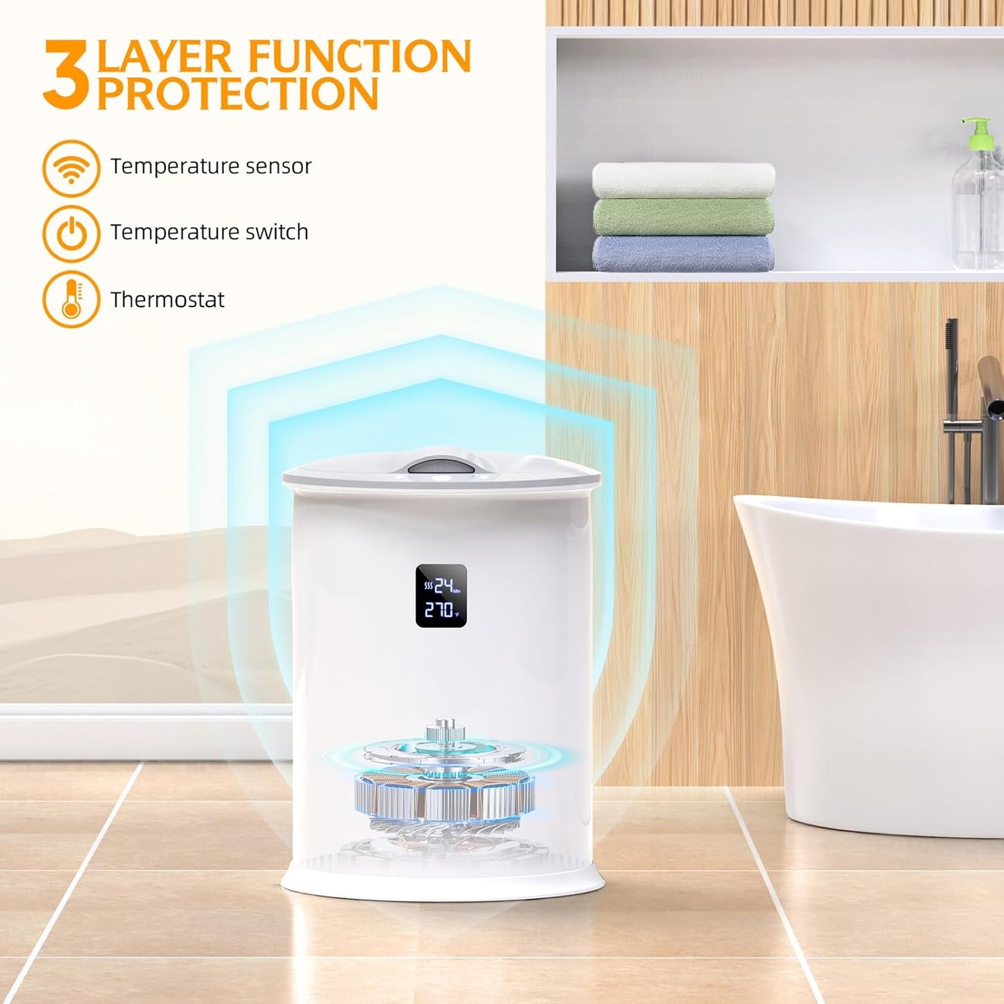 Large Towel Warmer for Bathroom, Luxury Hot Towel Warmer with Timer, LED Display Time and Temperature, Insulation Effect Up to 150 Minutes, Delay Time Up to 24 Hours, Best Ideals (White)