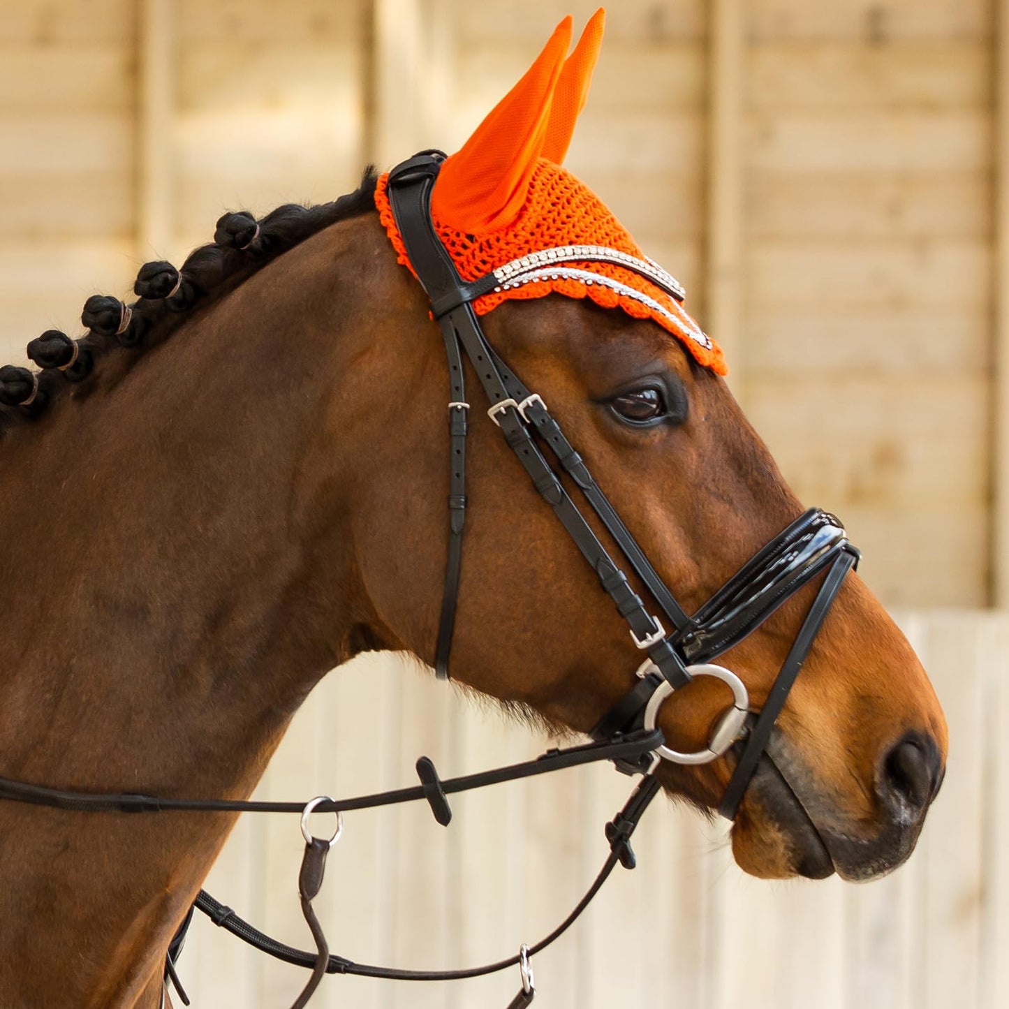 HORZE Grayson Classic Leather Ergonomic Snaffle Dressage Bridle with Detachable Flash - Black - Cob
