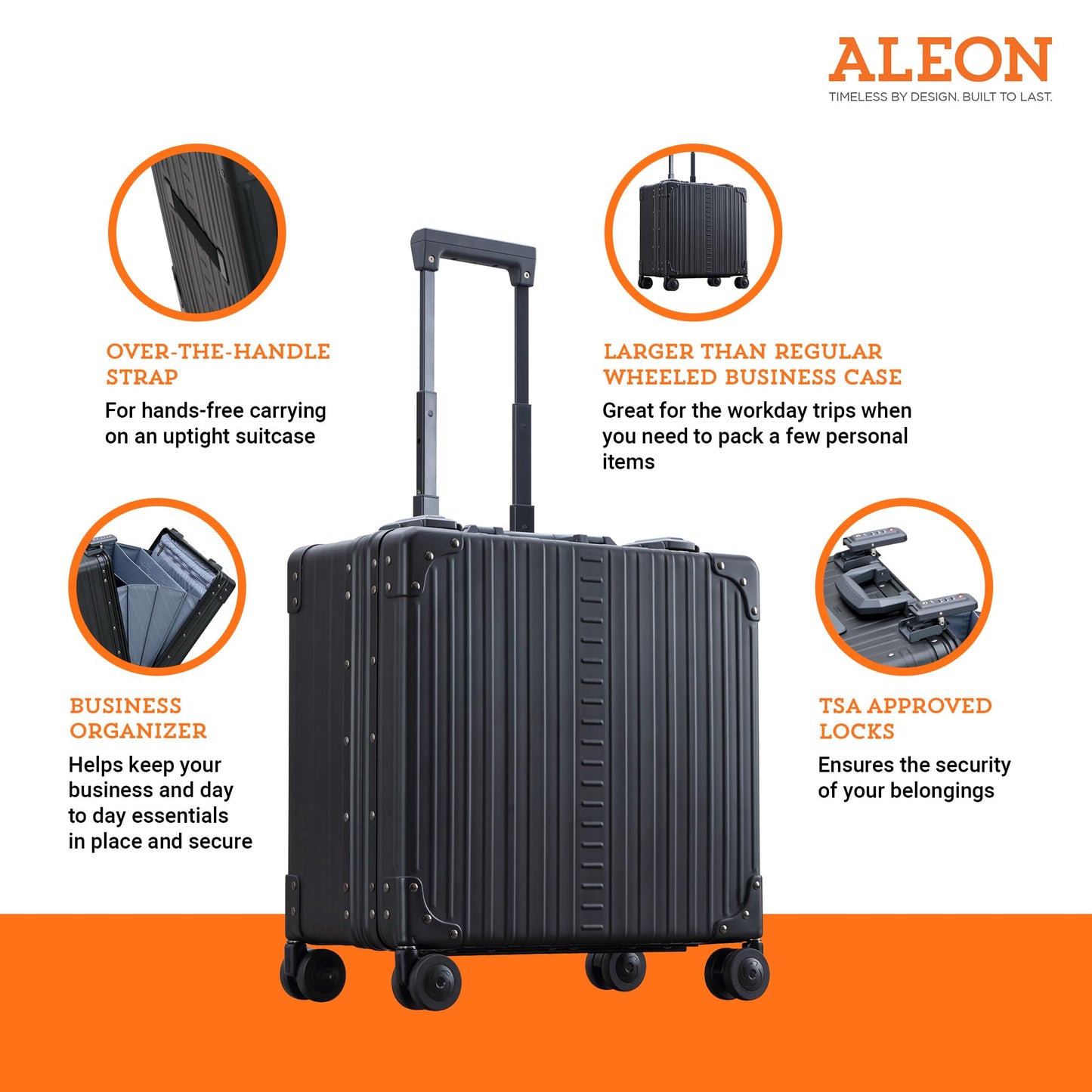 All Aluminum Lightweight 17" Deluxe Rolling Laptop Catalog Case for Men and Women | Vertical Opening Carry-On Bag with TSA Locks and Aircraft-Grade Aluminum Frame - Optimal Travel Companion (Onyx)