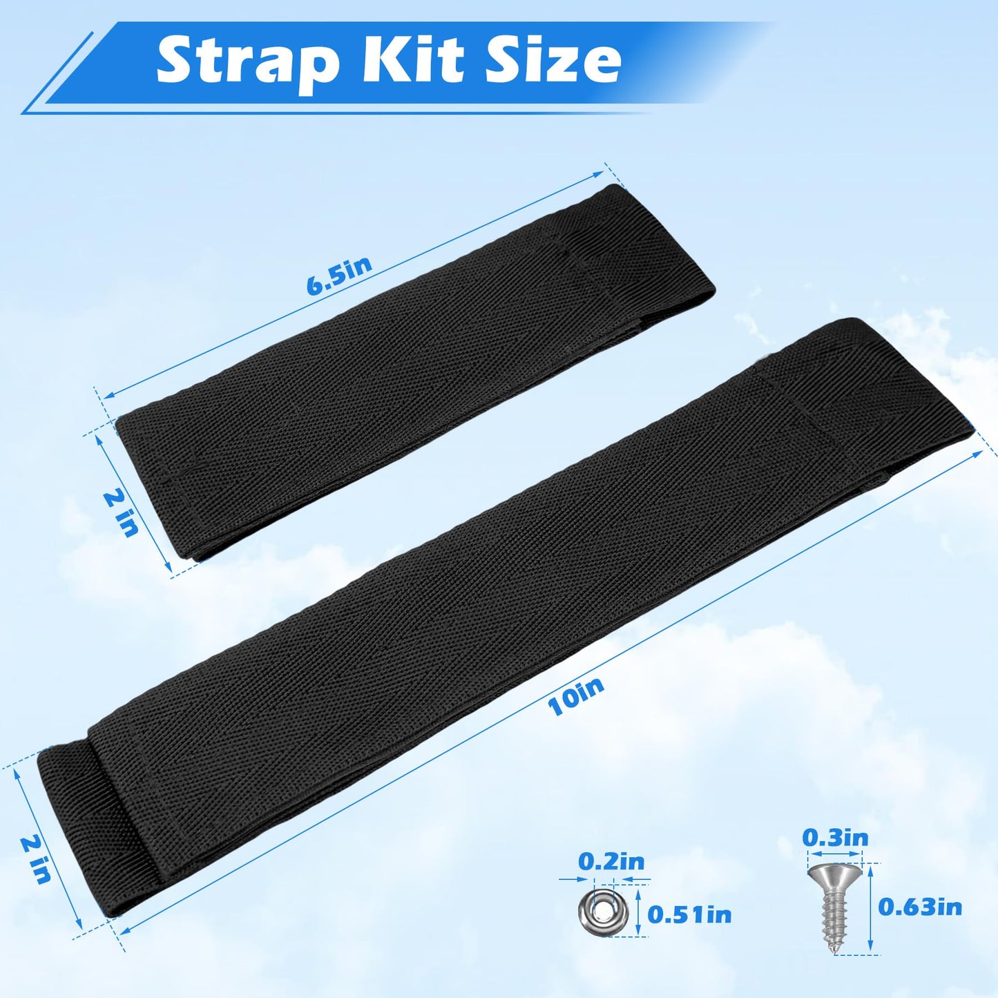Luojiedejinbiao 12760-7 Fishing Rod Straps for Boat Deck 10 in and 6.5 in Rod Strap with Screws Universal Fit Storage Rack