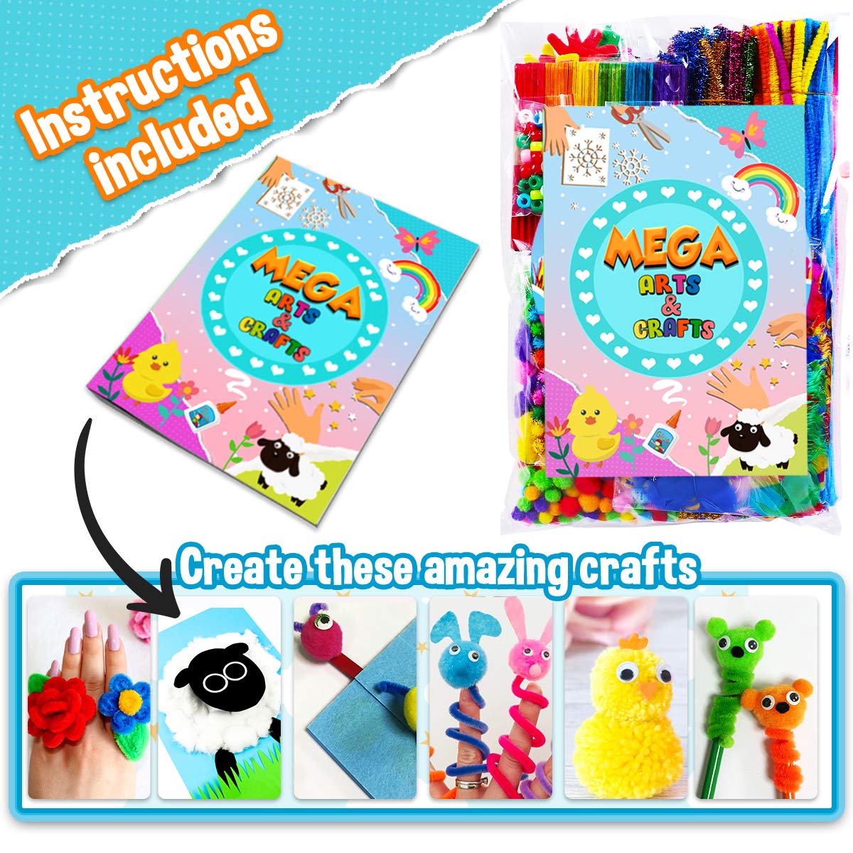 Goody King Arts and Crafts Supplies for Kids - All in One Kid Crafts Toddler Activities Kids School Supplies Age 4 5 6 7 8 Years Old Craft Art Supply Kit Kindergarten Homeschool