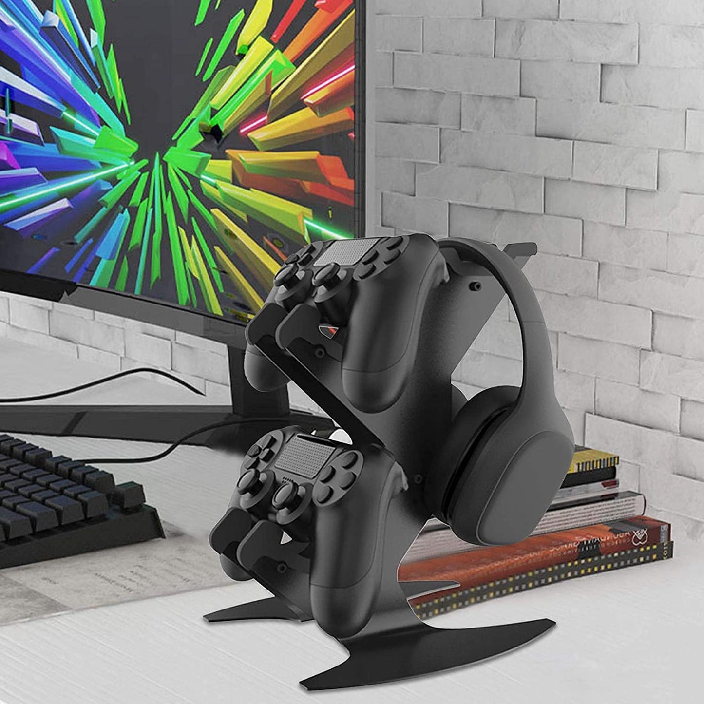 Controller Holder, Game Controller Rack Headset Stand for Xbox Series X S/Xbox one / PS5 / PS4 / NS/PC/Headset, Aluminum Metal Mount Universal Organizer for Video Game Accessories