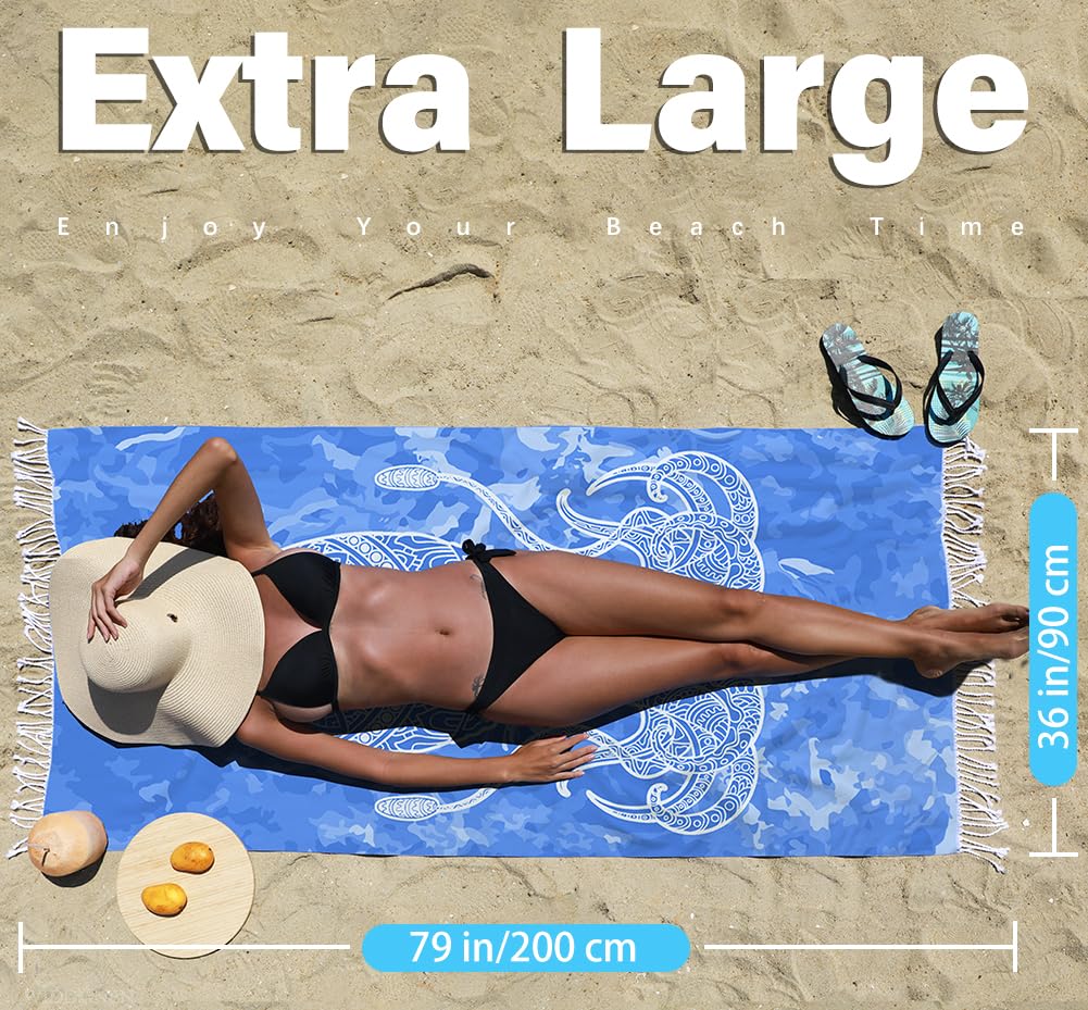 Widdonen Turkish Beach Towel Quick Dry Absorbent Cotton Lightweight Thin Bathroom Bath Pool Swim Towels Extra Large Oversized Sand Free Beach Accessories Essentials Stuff Cloud Gift for Adults