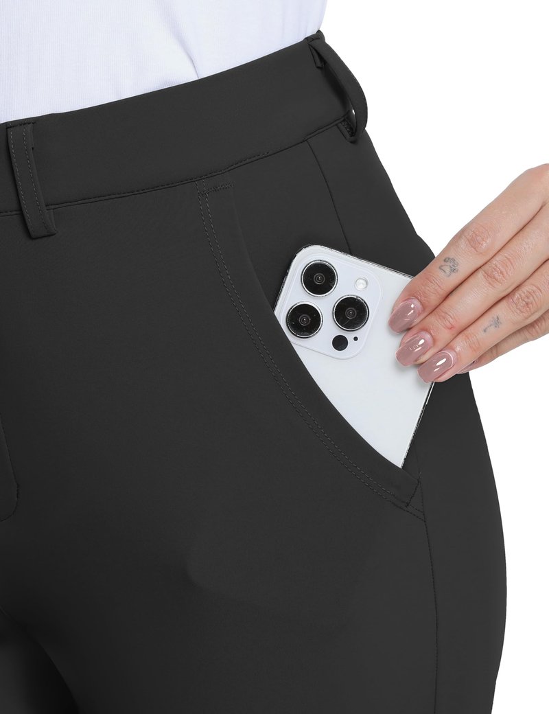 CFRTMTBB Women's Golf Joggers Pants with Belt Loops Stretch Travel Work Slacks Bussiness Ankle Dressy Casual Sweatpants (Black,L)
