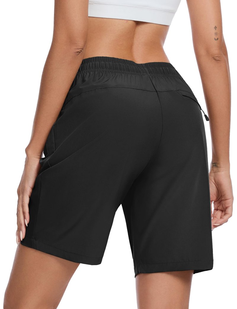 TACVASEN Hiking Shorts for Women Quick Dry Lightweight Golf Athletic Shorts with Pockets Water Resistant Summer UPF 50+ Black XL