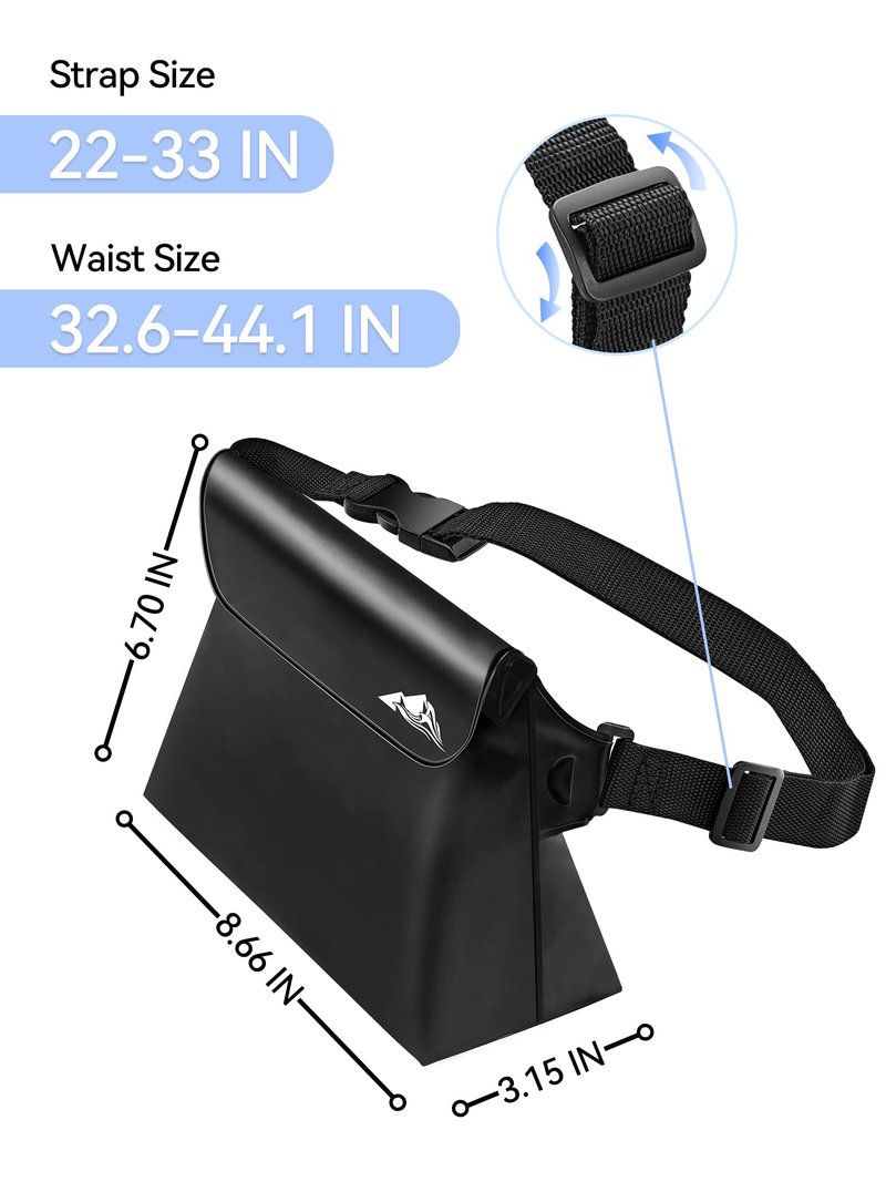 HEETA 2-Pack Waterproof Pouch with Waist Strap, Screen Touchable Dry Bag with Adjustable Belt for Phone Valuables for Kayaking Swimming Snorkeling Boating Fishing Surfing Beach (Black & Blue)