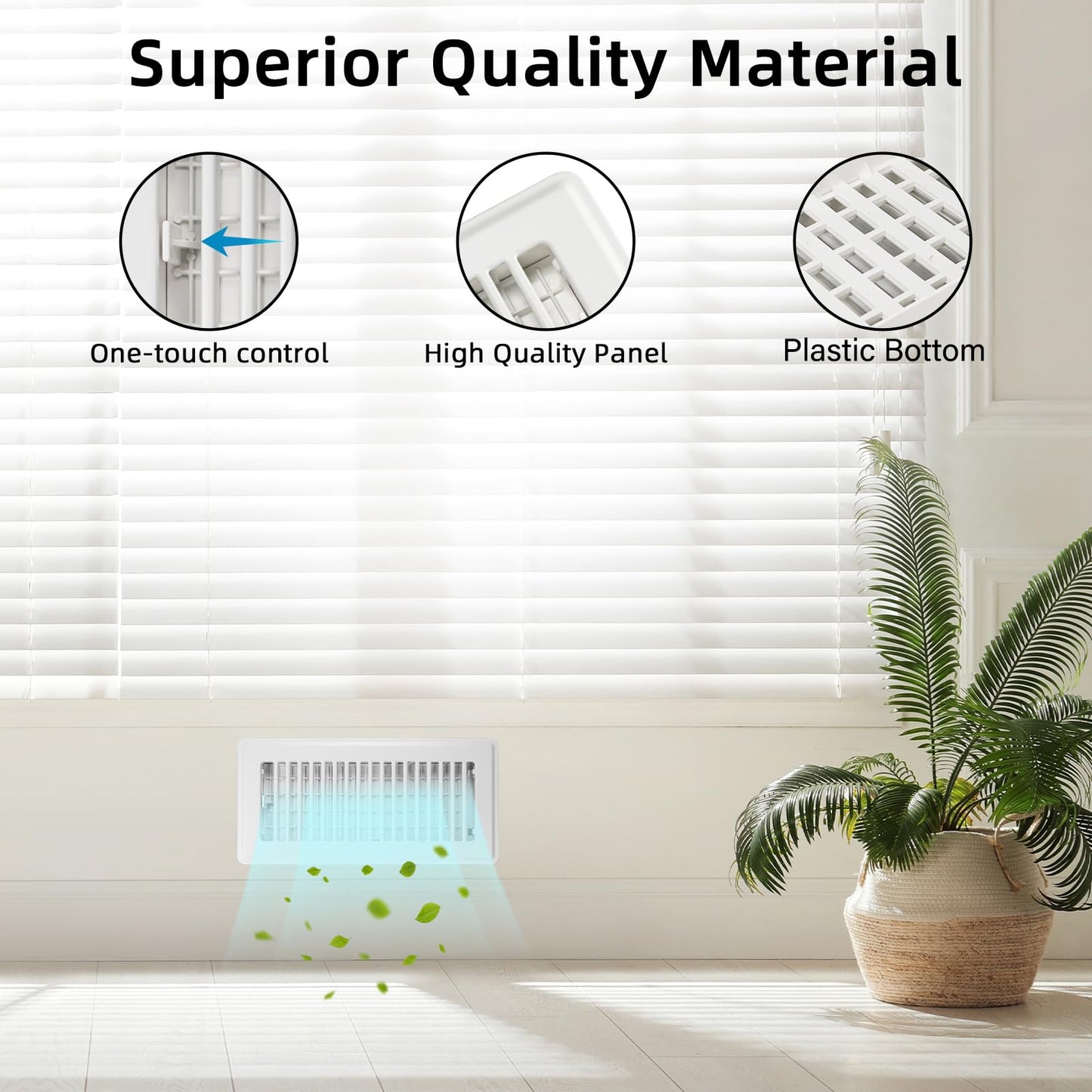 Floor Register 2x10, 4 Pack Floor Vent Covers for Home Floor Heavy Duty Steel Walkable Floor Grates Adjustable Air Vent Covers 2" x 10" Floor Vent, White