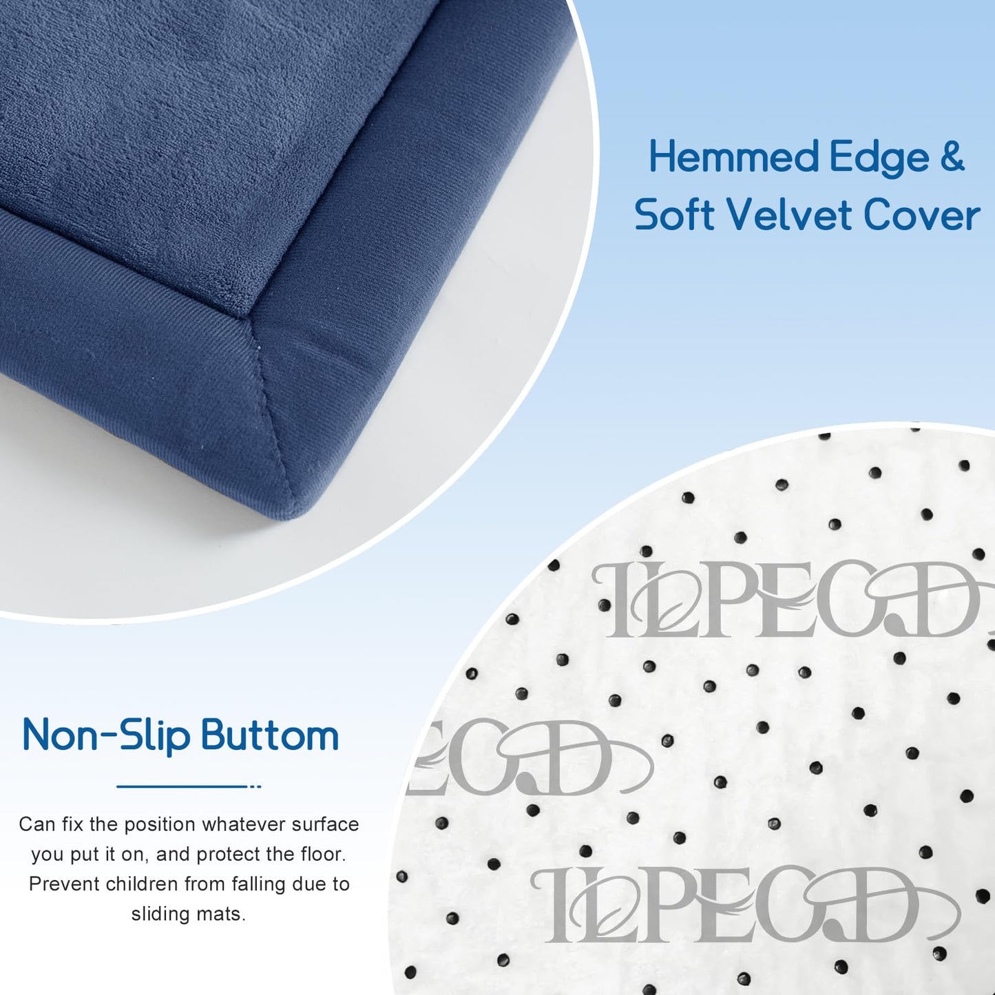 ILPEOD Baby Play Mat for Floor Nursery Rug Muscle Mat Area Rug Playroom Rug 79"x158" Playpen Mat Elastic Foam 1.3" Thick Crawling Mat for Babies,Toddlers, Infants, Kids,Sapphire Blue