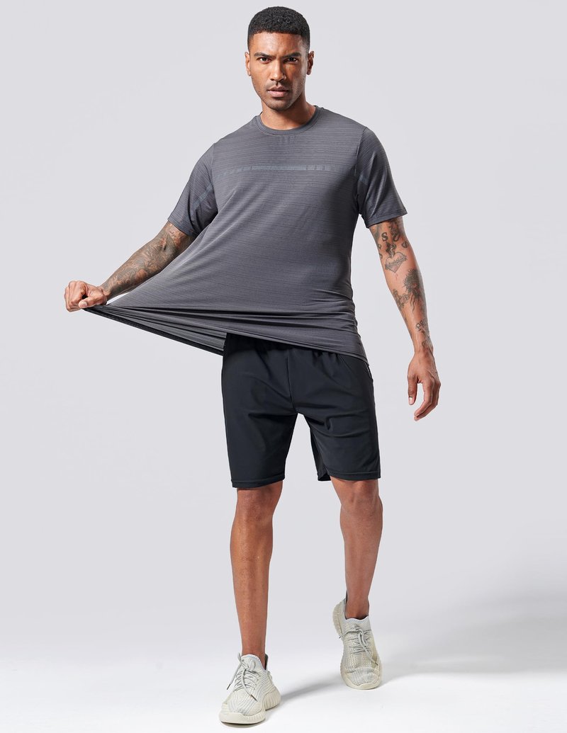 5 Pack Men’s Active Quick Dry Crew Neck T Shirts | Athletic Running Gym Workout Short Sleeve Tee Tops Bulk (Set 12, Large)