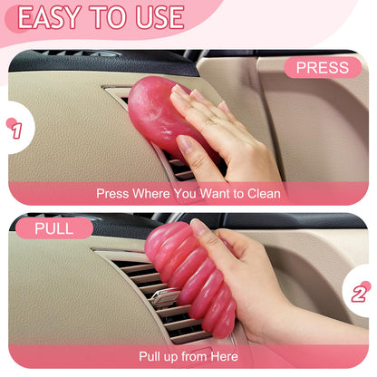 TeSabMi Car Cleaning Gel Car Cleaning Putty Car Putty Car Interior Cleaner Car Slime Car Detailing Kit Car Accessories Gifts for Men Women Stocking Stuffers Pink