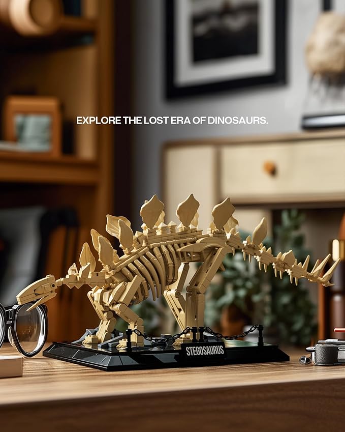 Nifeliz Stegosaurus Fossils Model Set Dinosaur Skeleton Building Set with Display Base for Adults Ideal Gift for Enthusiasts and Collectors (665 PCS NF10353)