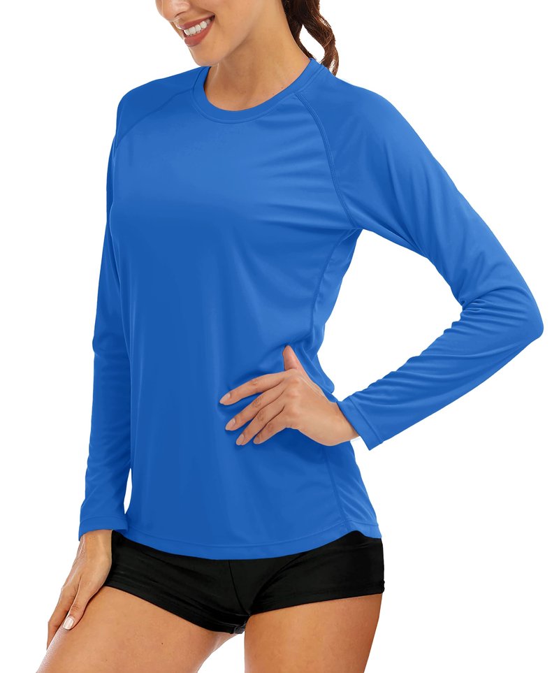 MAGCOMSEN Women's Running & Workout T-Shirts - Summer Sun Protection Shirts UPF 50+ Blue Green
