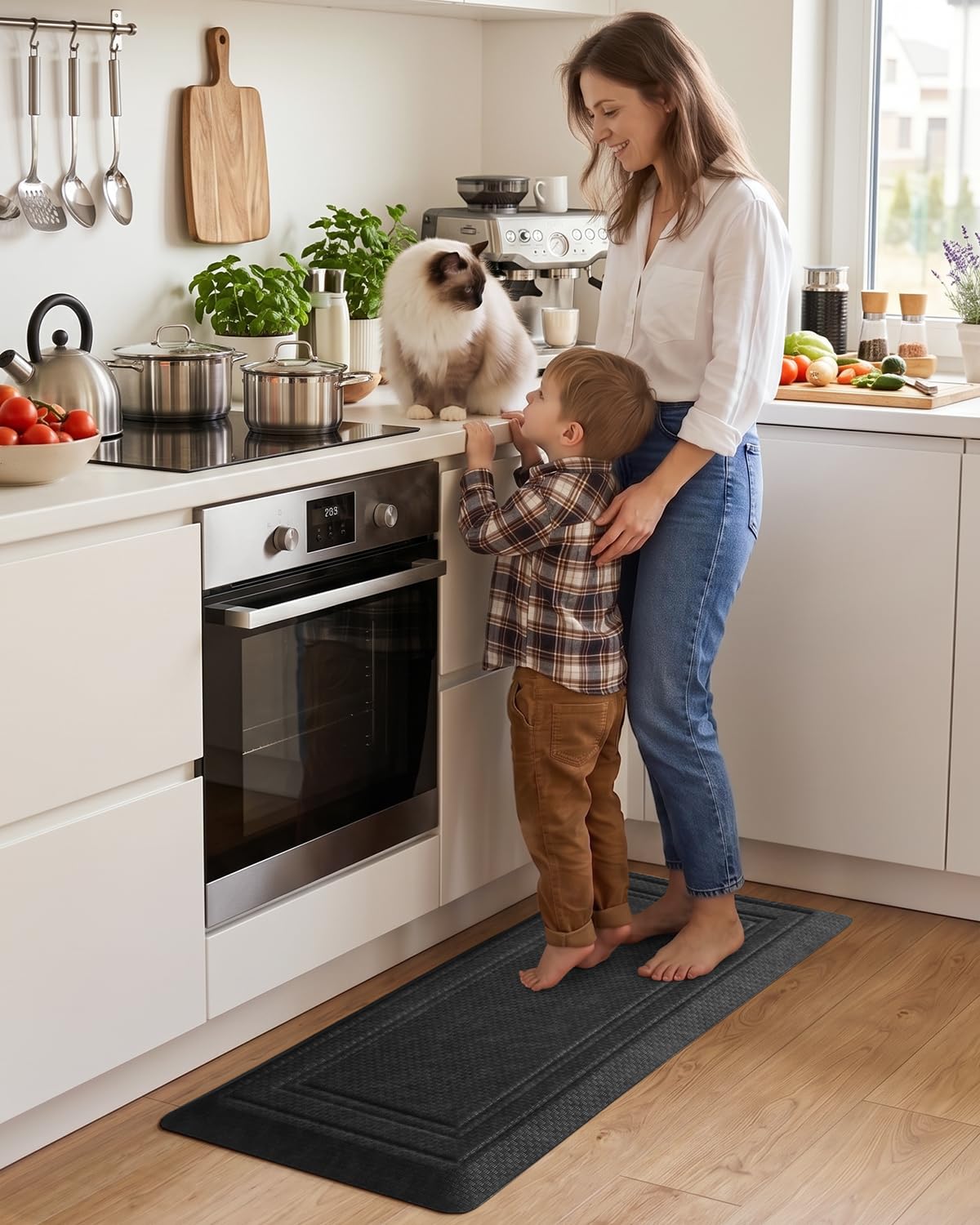 LUMI Anti Fatigue Cushioned Comfort Mats for Standing, 0.8" Extra Thick Ergonomic Mats for Desk Office, Non-Slip, Ultra Soft, Memory Foam Rugs for Home, Kitchen, Laundry, 20"x40", Black