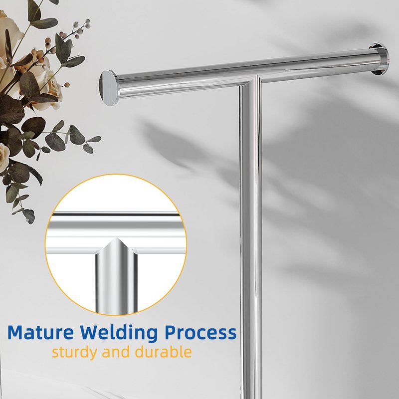 RUACQ Hand Towel Stand, 16" T-Shape Hand Towel Holder Stand for Bathroom, Kitchen and Countertop Towel Holder 304 Stainless Steel Hand Towel Rack with Weighted Base (Chrome)