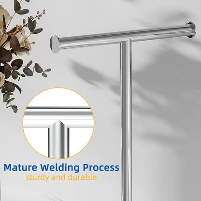 RUACQ Hand Towel Stand, 16" T-Shape Hand Towel Holder Stand for Bathroom, Kitchen and Countertop Towel Holder 304 Stainless Steel Hand Towel Rack with Weighted Base (Chrome)
