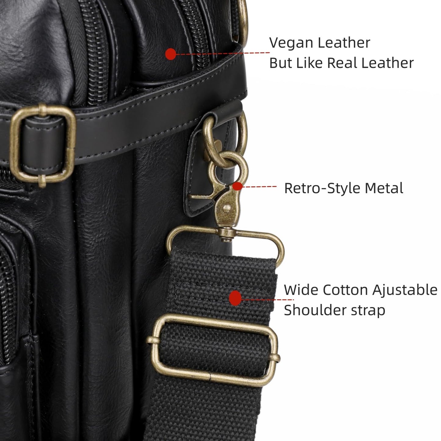 Baosha Men Vegan Leather Briefcase Backpack Hybrid 17 Inch Laptop Bag Case Business Messenger bag HB-22 (Black)