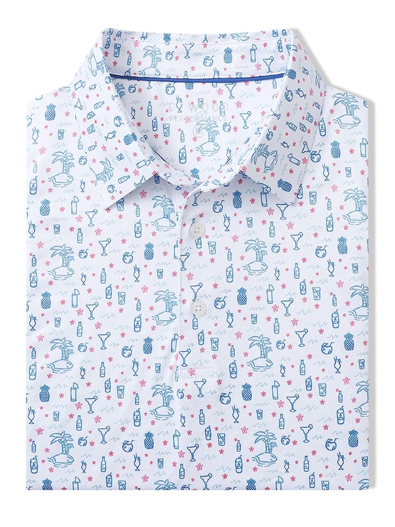 DTWOOO Men's Performance Moisture Wicking Print Short Sleeve Golf Polo Shirts