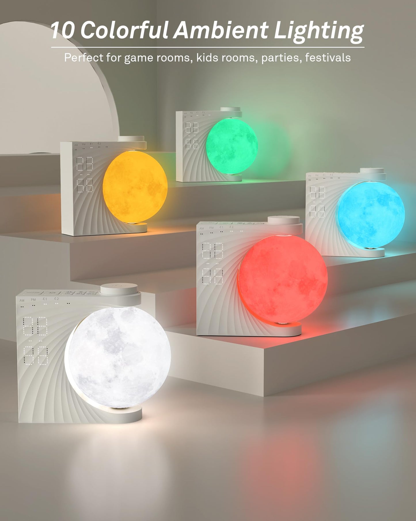 AIRIVO Sunrise Alarm Clock for Bedrooms, Wake Up Light & Sound Machine, Moon Night Light with Dual Alarms, 15 Sounds, 12 Volume Levels, Snooze for Kids Teens Heavy Sleepers
