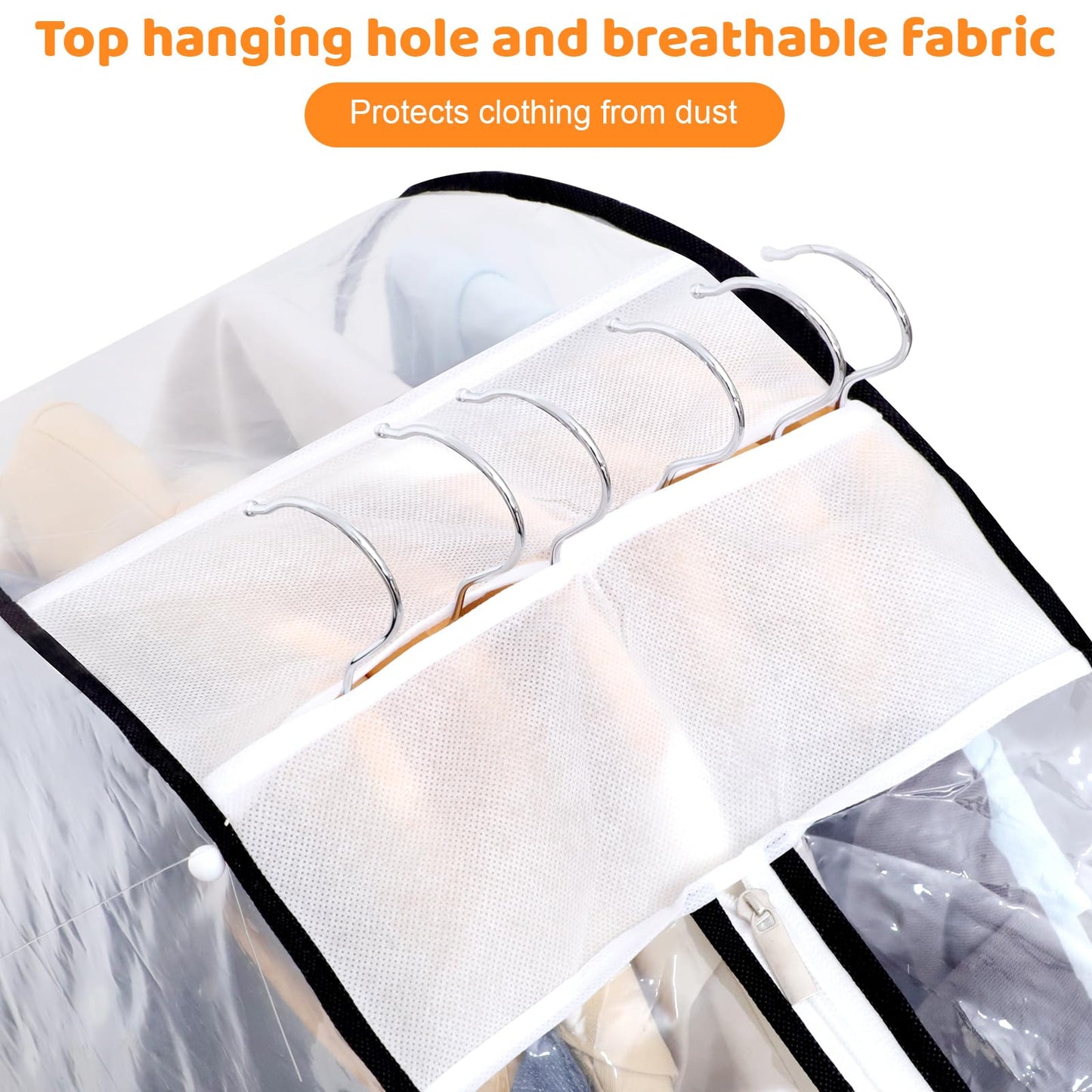 4 Pack Full Clear Garment Bags with Side Zipper, 40" Clothes Covers with 10" Gusset, Transparent Hanging Suit & Coat Covers for Closet Storage, Jackets, Dresses, Windbreakers