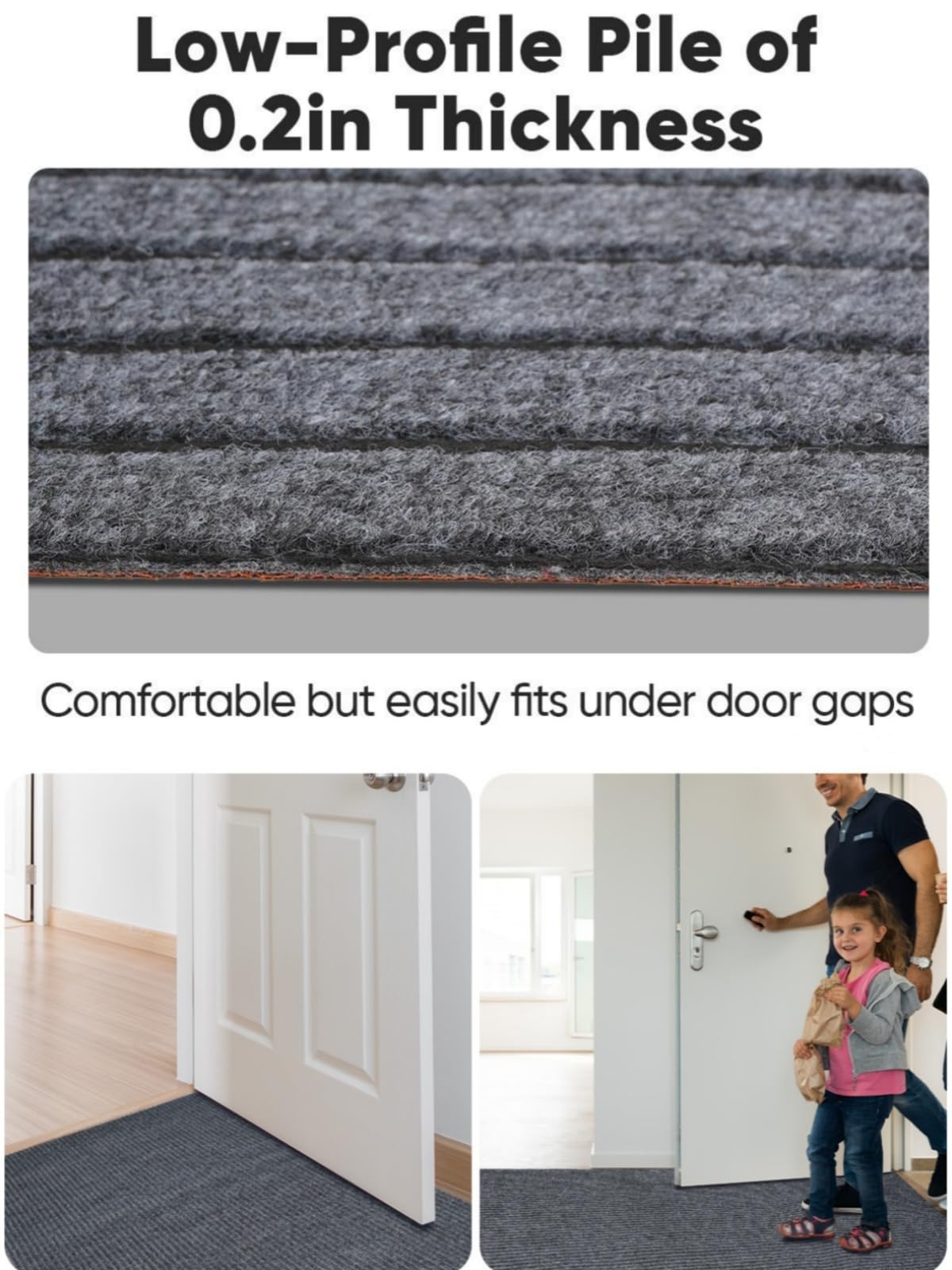 Socomf 3X10ft Runner Rugs with Rubber Backing, Non Slip Indoor Outdoor Carpet Runner for Hallway Custom Size Floor Mat，Washable Area Rugs for Entryway Balcony Patio Kitchen Garage Stair Laundry