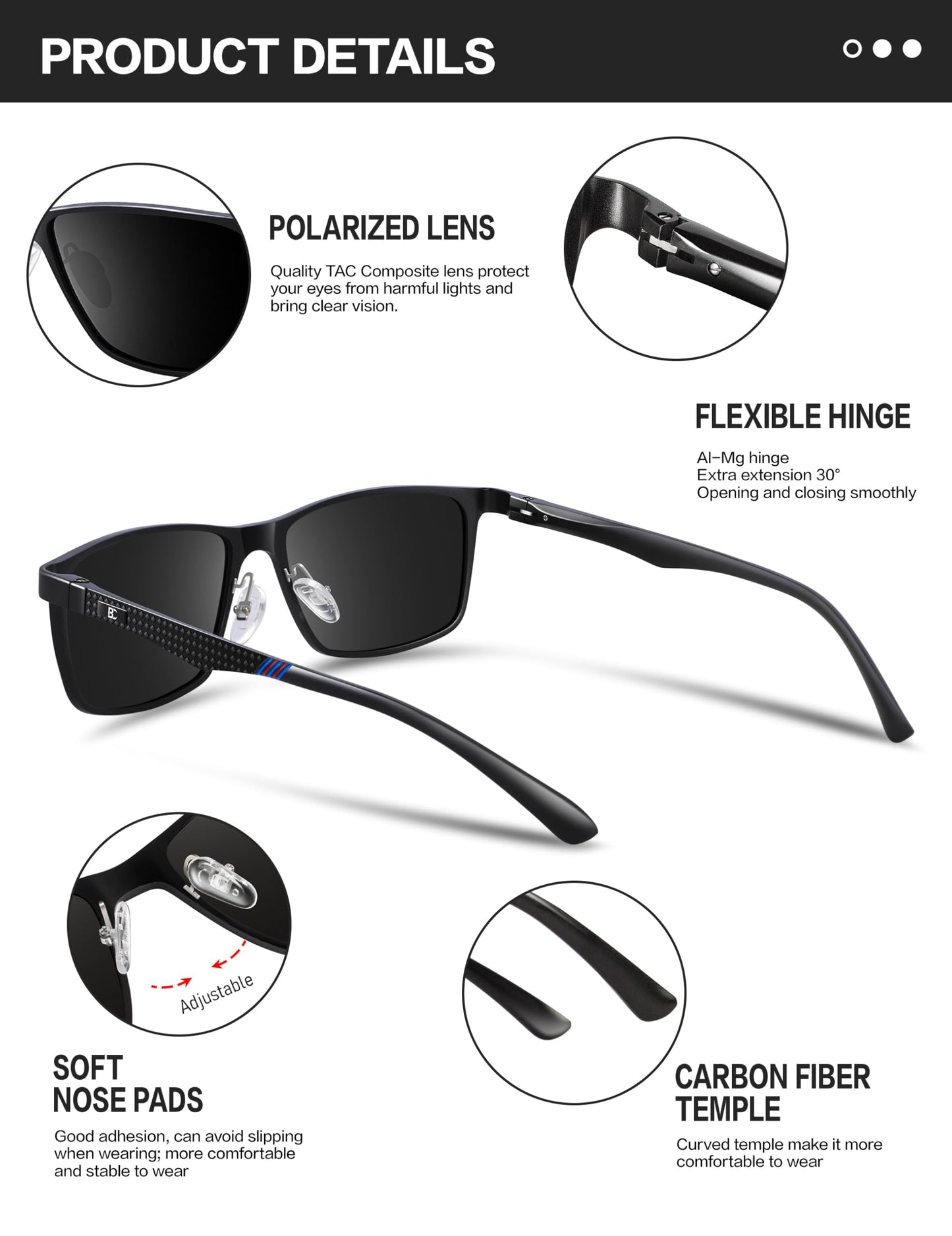 BIRCEN Polarized Mens Sunglasses for Driving: UV Protection Al-Mg Metal Sunglasses Lightweight Shades for Fishing Travel Golf