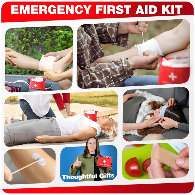 First Aid Kit for Home Car Travel 107 Piece Emergency Kits for Hiking Camping Small Trauma Kit for Boat Vehicle Lightweight Compact Pocket Aid Kit for Sports Outdoor Survival