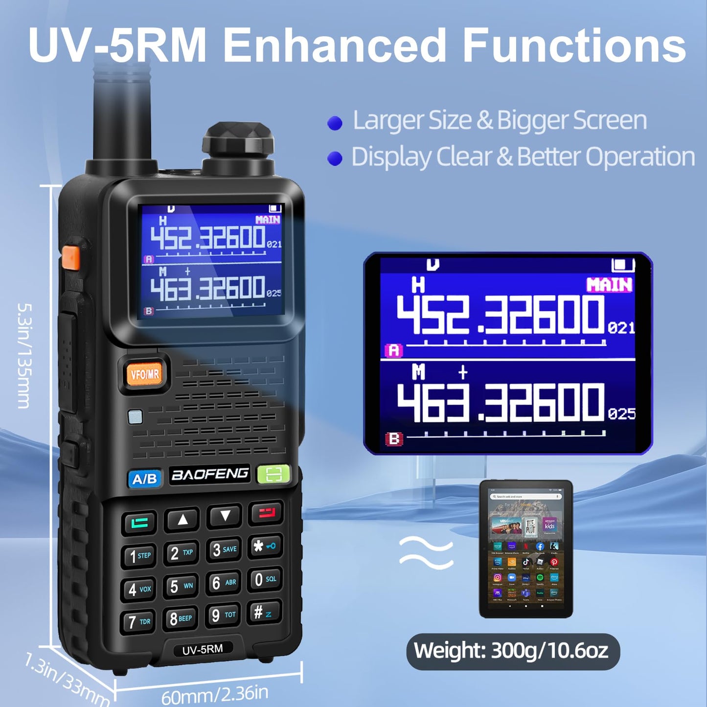 BAOFENG Radio Ham Radio Handheld Long Range UV-5RM 10W Upgrade of BAOFENG UV-5R, Rechargeable Two Way Radios with Chirp Compatible, 2500mAh USB-C Charging Battery for Survival Gear Camping, 2 Pack