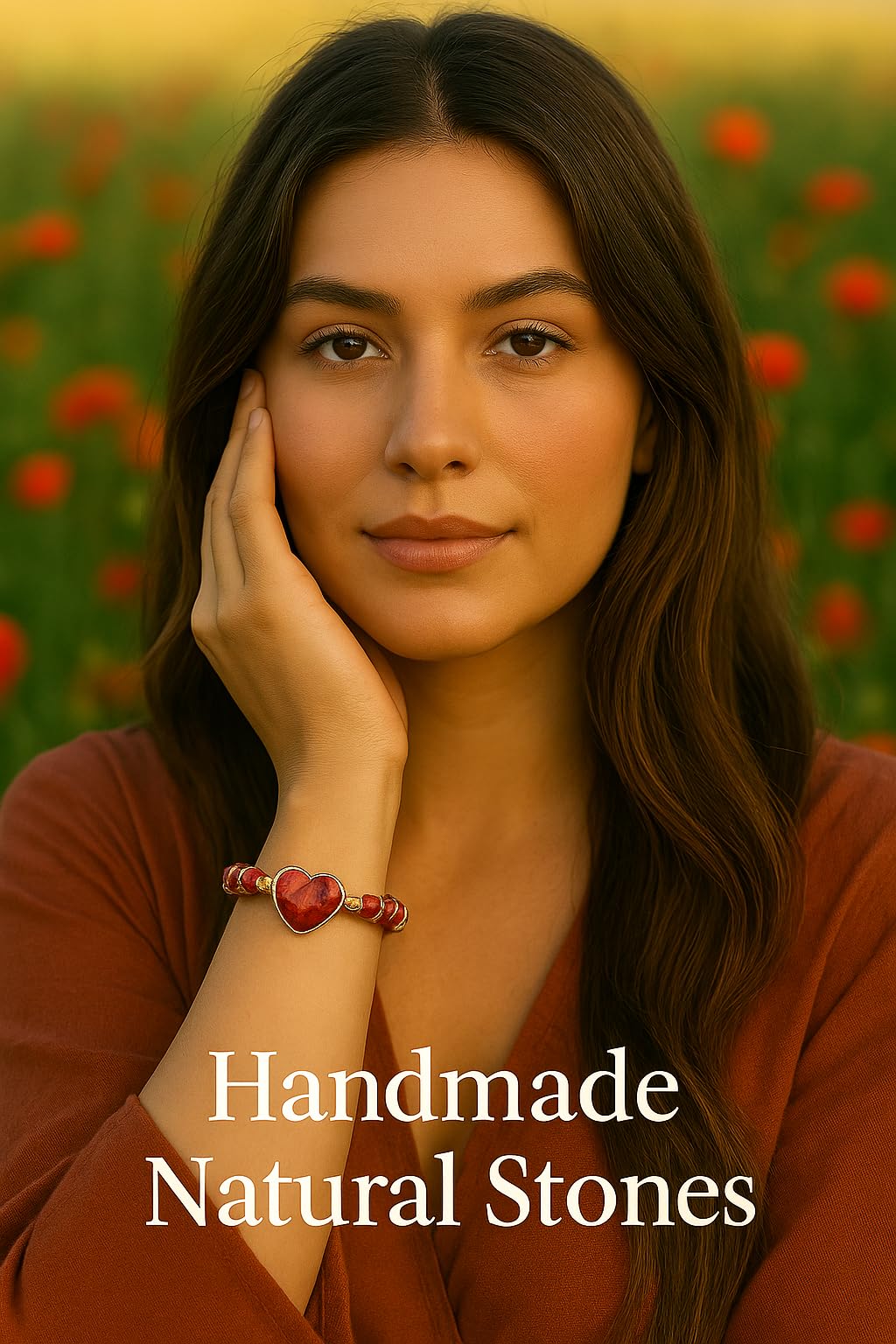 Boutique SS Seven-Chakra Healing Natural Red Heart Gemstone Bracelet - Meditation Energy Spiritual Protection - Mental Health Balance 1-Strands Leather Wrap 1 Piece of Handmade with Premium Gift Box