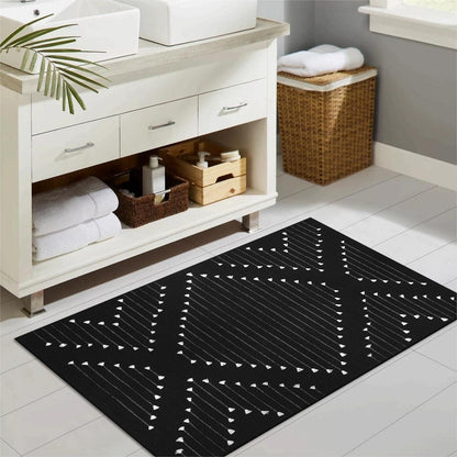 LIVEBOX Black Outdoor Entryway Rug, Washable Boho Porch Rug Cotton Front Door Mat, Moroccan Woven Area Rugs Throw Carpet for Layered Front Door (2.3' x 3.6')
