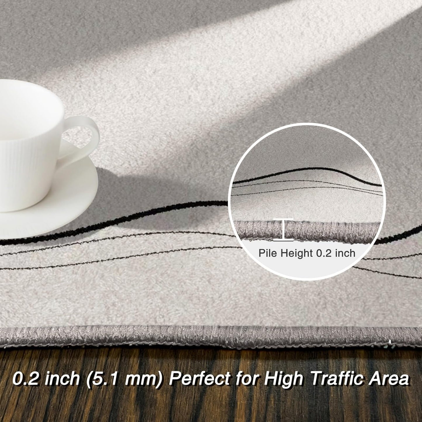 ZLXMN Washable Off-White Irregular Rug 5x6ft Indoor Soft Thin Plush Abstract Shaped Rug Unique Designer Simple Anti-Slip Carpet Suitable for Living Room Bedroom Lounge Area Home Decor