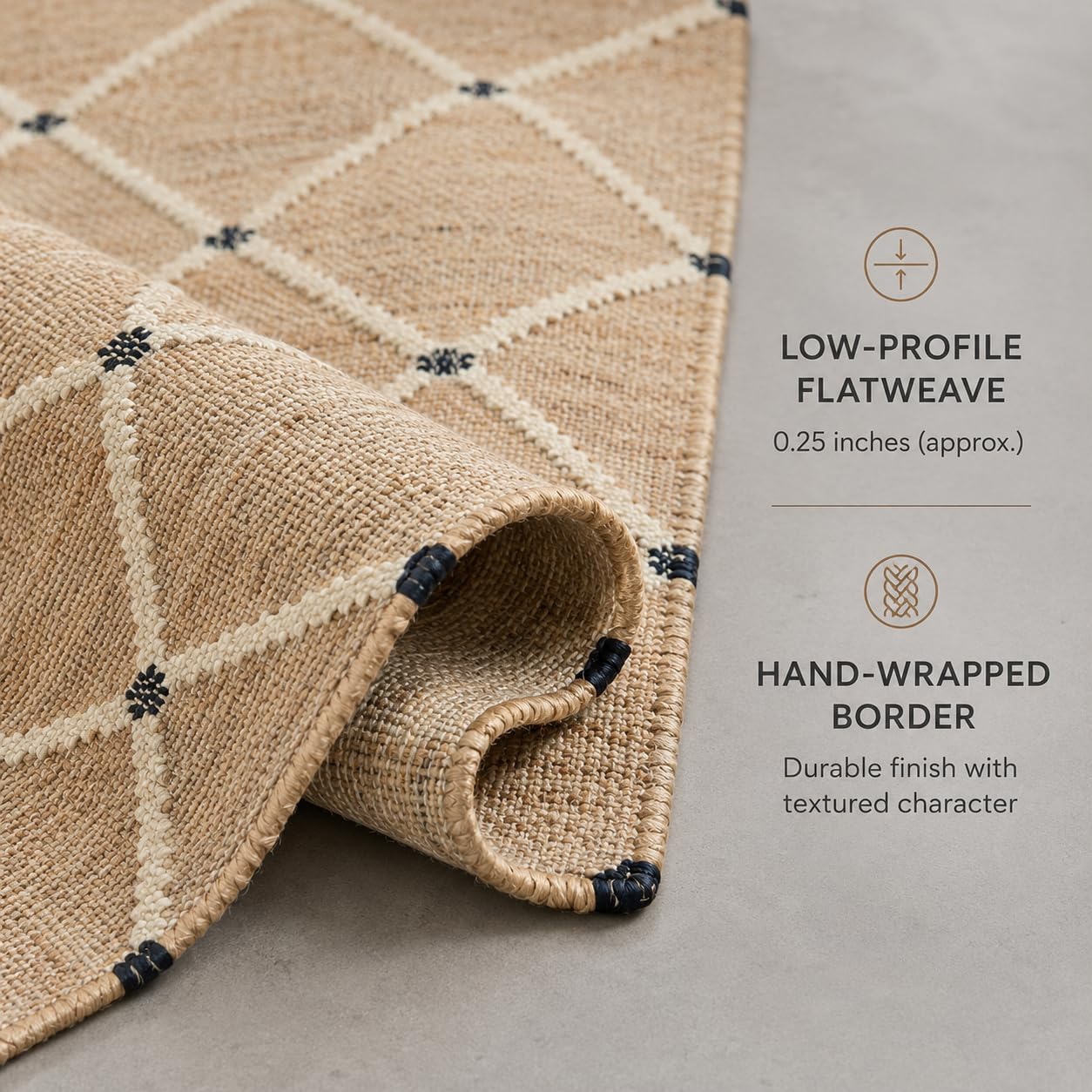 Jute Runner Rug 2.5'x8, Hand Woven Area Rug - Handcrafted Premium Geometric Design, Indoor Natural Fiber Hallway Jute Rug - Rustic Farmhouse Carpet for Kitchen, Entryway, Hallway, Bedroom - Natural
