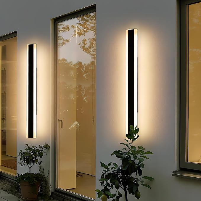 Mikeru 2pack 47.2inch Outdoor Wall Light Fixtures, 3000K Modern Outdoor Lights Exterior for House Ip65 Waterproof Rust Long LED Wall Light Fixtures Hardwire Wall Mount Exterior Lighting for Garage