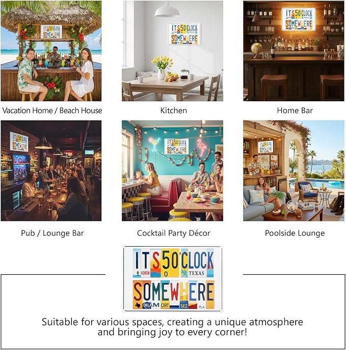 It’s 5 O’Clock Somewhere All-Aluminum Metal Sign – Vintage License Plate Style Wall Decor for Home Bar, Patio, Poolside, Beach, Restaurant, Party Decorations – 12 x 8 Inch