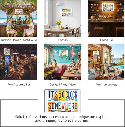 It’s 5 O’Clock Somewhere All-Aluminum Metal Sign – Vintage License Plate Style Wall Decor for Home Bar, Patio, Poolside, Beach, Restaurant, Party Decorations – 12 x 8 Inch