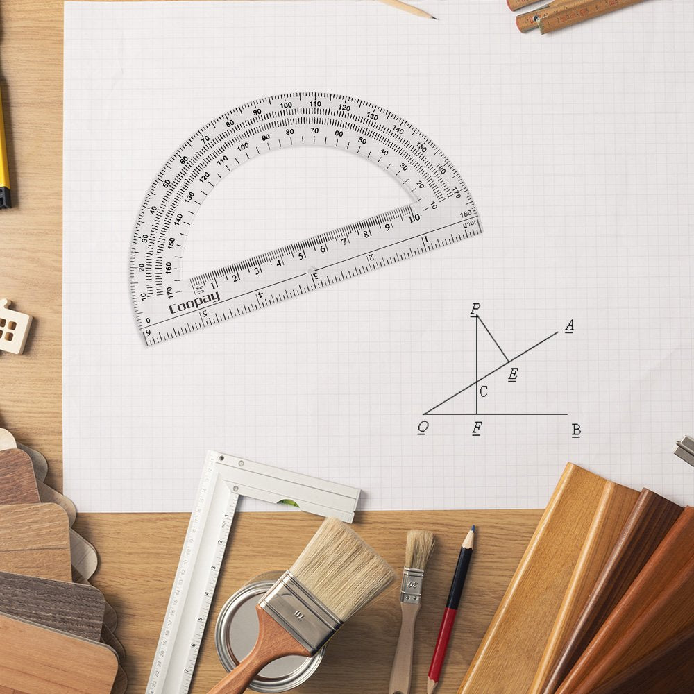 Coopay 24 Pack Plastic Protractors Student Math Clear Protractor Set 180 Degrees for Angle Measurement, 6 Inches