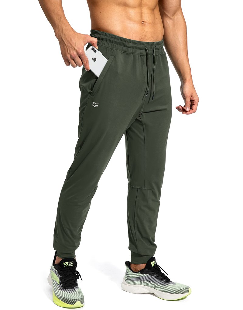 G Gradual Men's Sweatpants with Zipper Pockets Athletic Pants Traning Track Pants Joggers for Men Soccer, Running, Workout(Olive Green,XS)