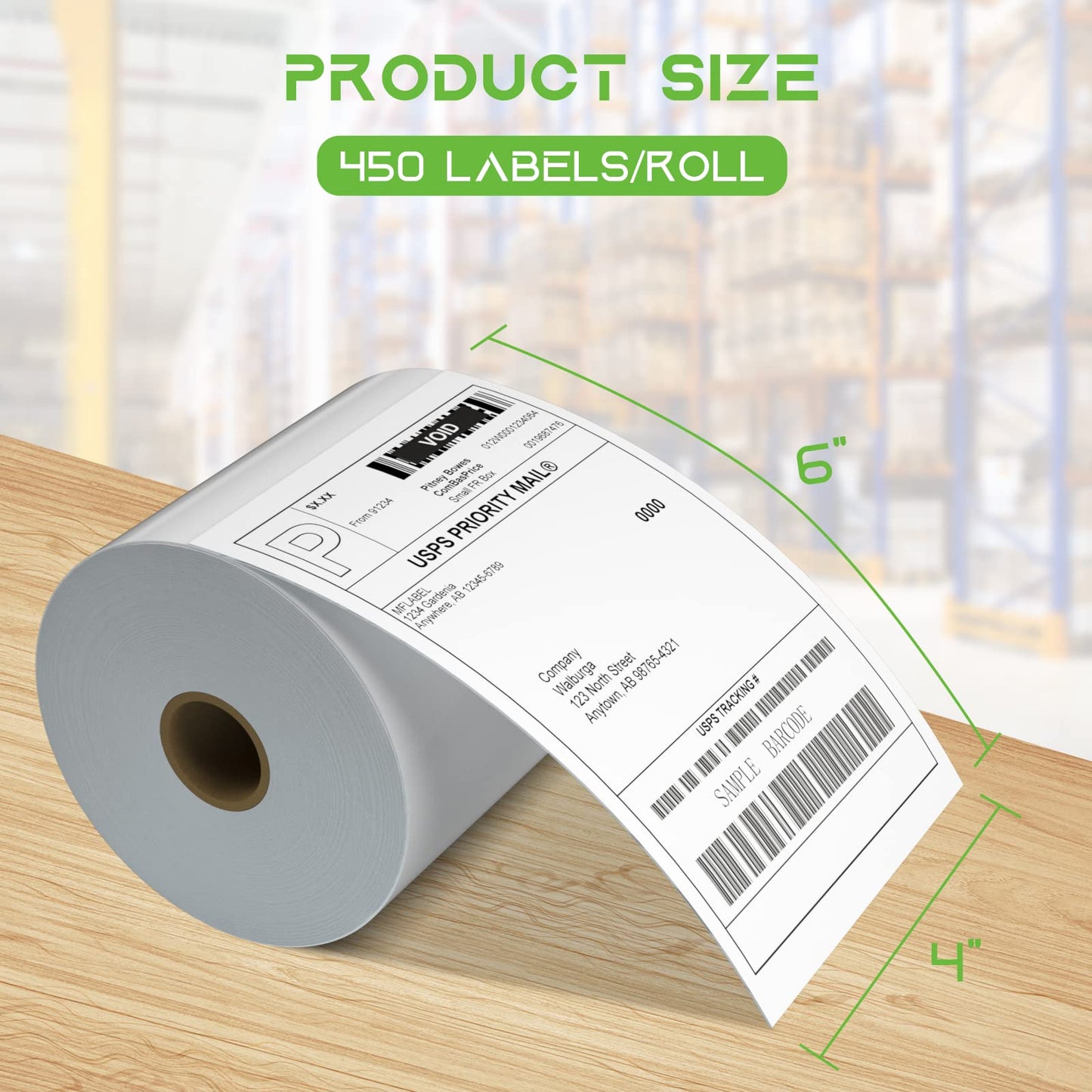 MFLABEL 4x6 Direct Thermal Shipping Labels - 4 Rolls of 450 Labels/Roll, Compatible with Zebra 2844/ZP450/ZP500/ZP505, USPS/FedEx/UPS/Amazon Shipping, Smudge-Resistant & Permanent Adhesive