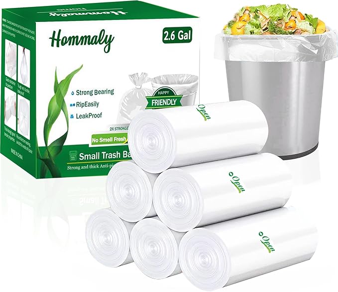 Hommaly 2.6 Gallon 240 pcs Small Clear Trash Bags, Strong Garbage Bags