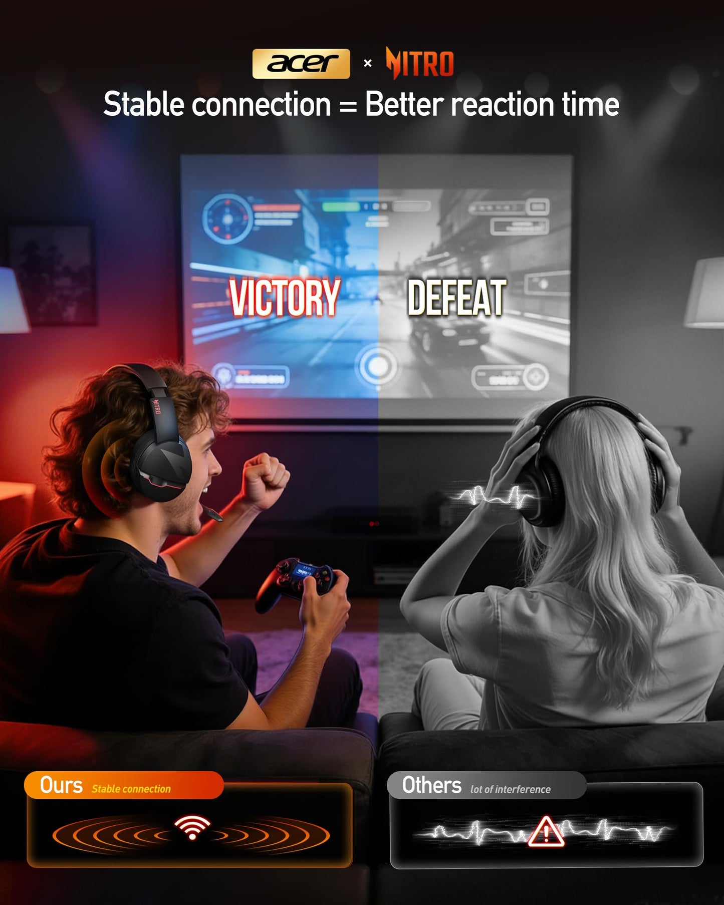 acer Wireless Gaming Headset, PS5 Headset with 2.4GHz for Ps5, Ps4, PC, Switch, Bluetooth 5.3 + 100Hrs Gaming Headphones with Noise Canceling Mic for Laptop, Mobile, Mac, 50mm Drivers (Blackpink)