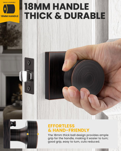 Goldenwarm Oil Rubbed Bronze Privacy Door Knob for Interior Doors, Zinc Alloy Bronze Door Knob Interior for Bedroom & Bathroom, Keyless Lock with Emergency Release, Adjustable & Reversible - 1 Pack